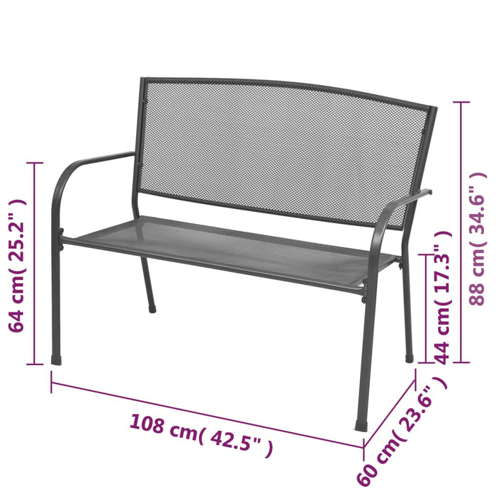 Bancă de grădină, antracit, 108 cm, oțel și plasă - WALTI WALTI