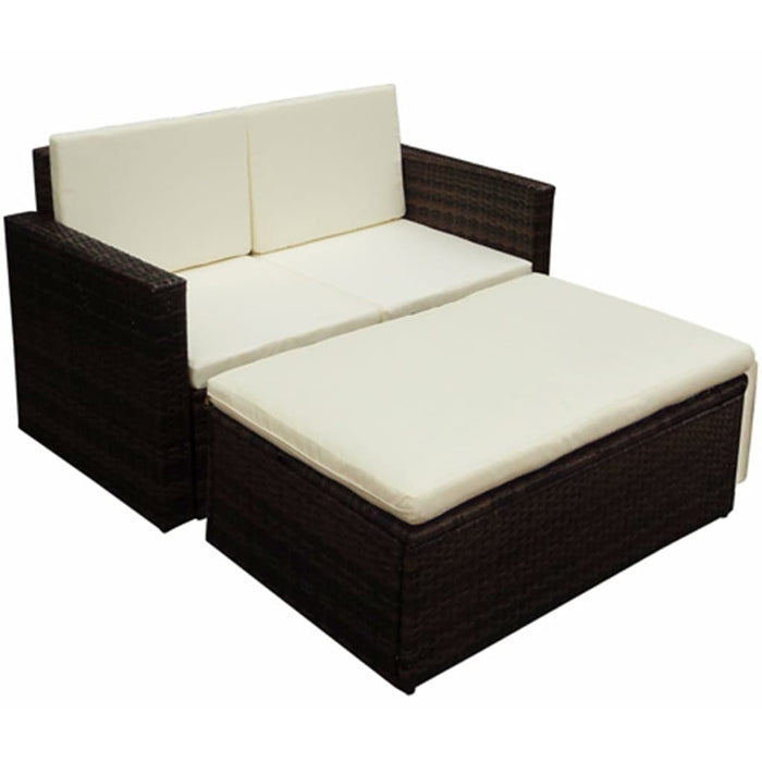 Set mobilier de grădină cu perne, 2 piese, maro, poliratan - WALTI WALTI