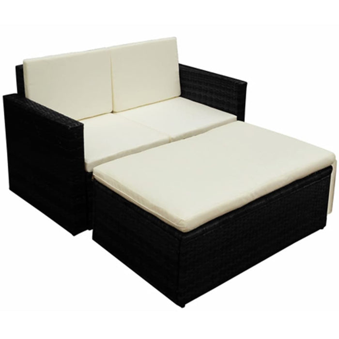 Set mobilier de grădină cu perne, 2 piese, negru, poliratan - WALTI WALTI