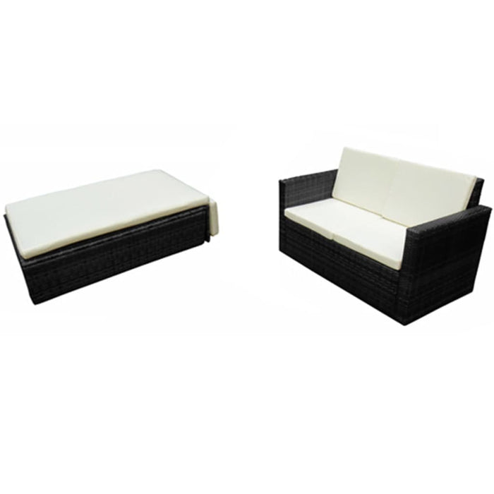Set mobilier de grădină cu perne, 2 piese, negru, poliratan - WALTI WALTI