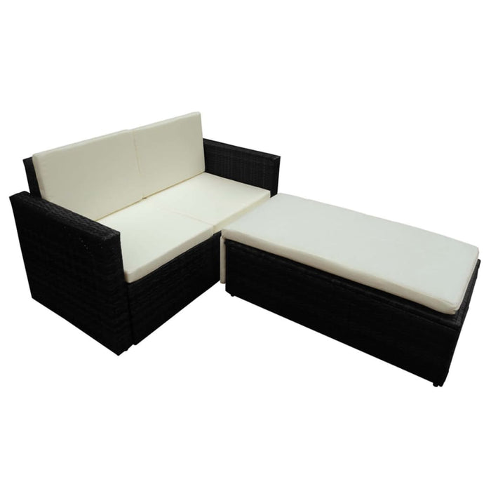 Set mobilier de grădină cu perne, 2 piese, negru, poliratan - WALTI WALTI