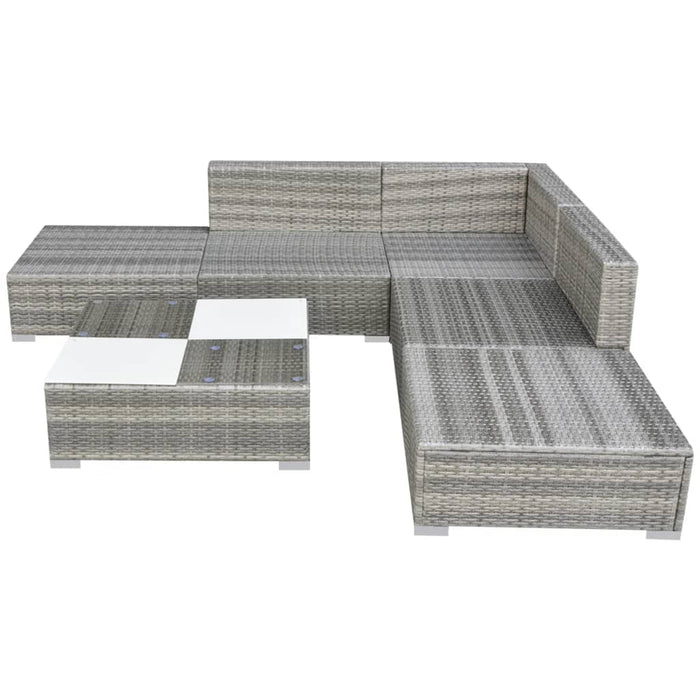 Set mobilier de grădină cu perne, 6 piese, gri, poliratan - WALTI WALTI