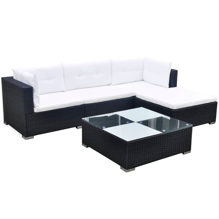 Set mobilier de grădină cu perne, 5 piese, negru, poliratan - WALTI WALTI