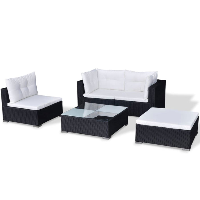 Set mobilier de grădină cu perne, 5 piese, negru, poliratan - WALTI WALTI
