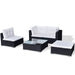 Set mobilier de grădină cu perne, 5 piese, negru, poliratan - WALTI WALTI