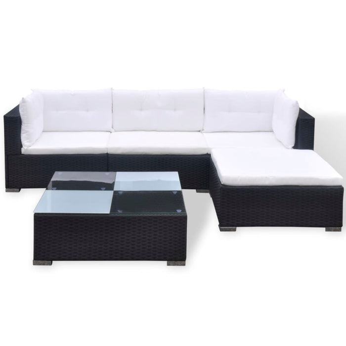 Set mobilier de grădină cu perne, 5 piese, negru, poliratan - WALTI WALTI