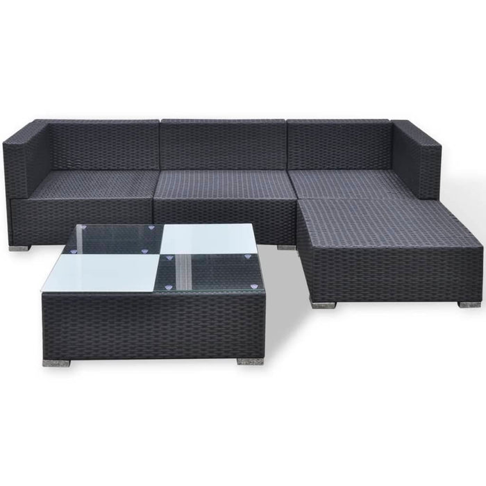 Set mobilier de grădină cu perne, 5 piese, negru, poliratan - WALTI WALTI