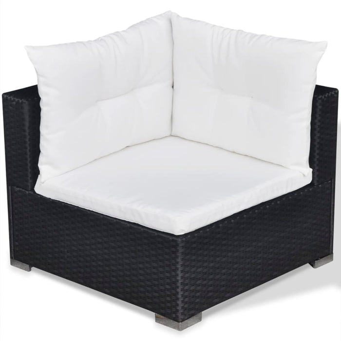 Set mobilier de grădină cu perne, 5 piese, negru, poliratan - WALTI WALTI