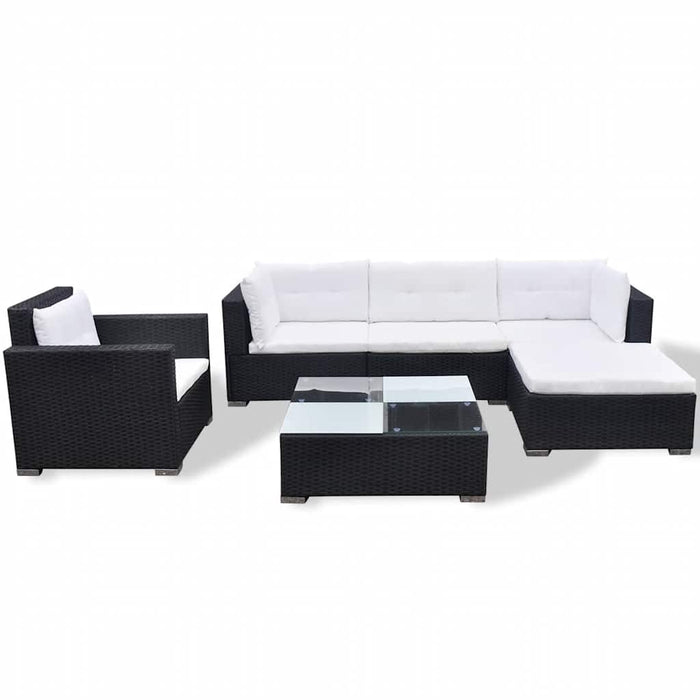 Set mobilier de grădină cu perne, 6 piese, negru, poliratan - WALTI WALTI