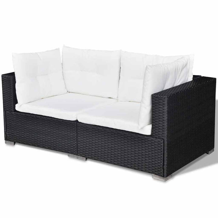 Set mobilier de grădină cu perne, 6 piese, negru, poliratan - WALTI WALTI