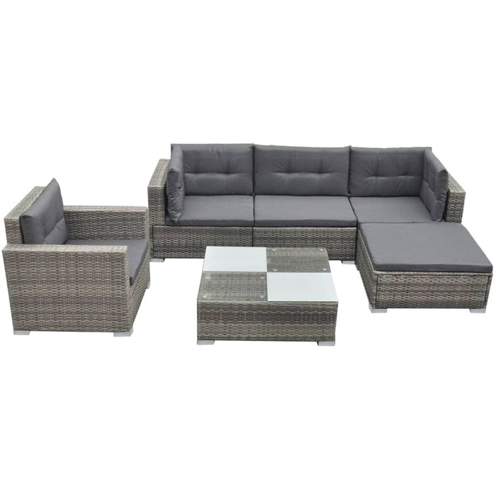 Set mobilier de grădină cu perne, 6 piese, gri, poliratan - WALTI WALTI