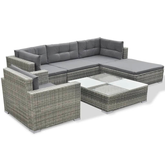 Set mobilier de grădină cu perne, 6 piese, gri, poliratan - WALTI WALTI