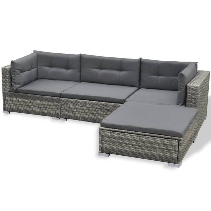 Set mobilier de grădină cu perne, 6 piese, gri, poliratan - WALTI WALTI