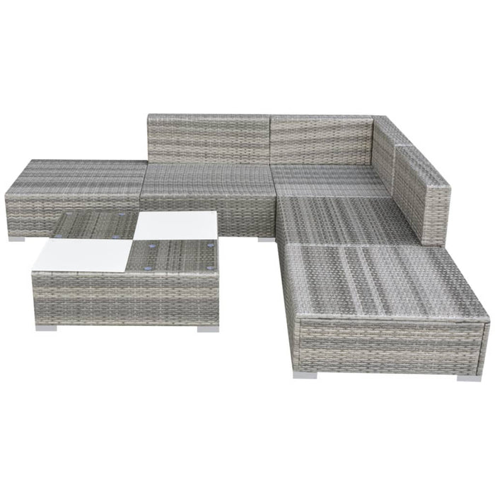 Set mobilier de grădină cu perne, 6 piese, gri, poliratan - WALTI WALTI