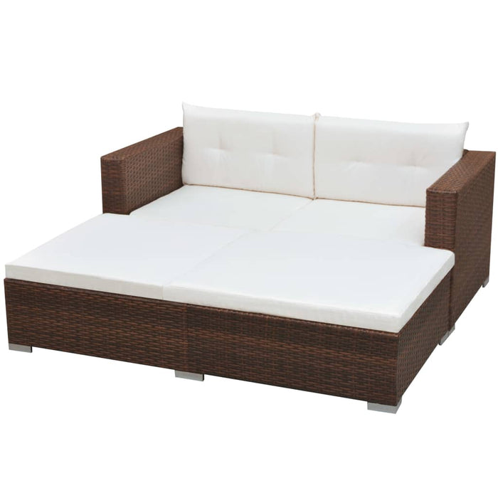 Set mobilier de grădină cu perne, 3 piese, maro, poliratan WALTI