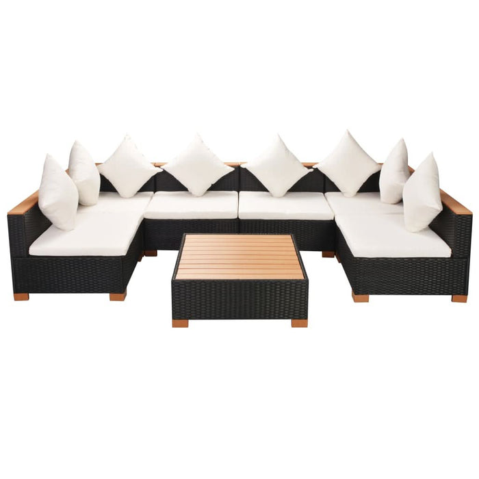 Set mobilier de grădină cu perne, 7 piese, negru, poliratan - WALTI WALTI