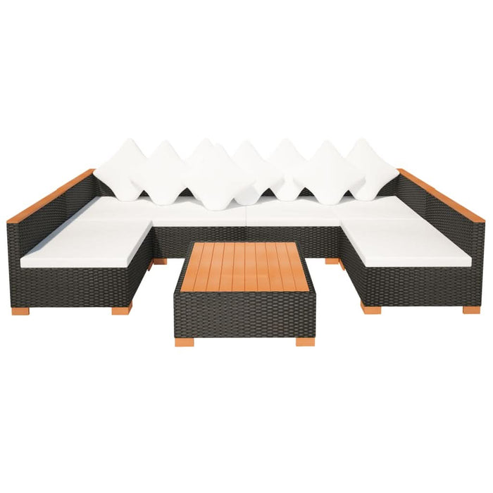 Set mobilier de grădină cu perne, 7 piese, negru, poliratan - WALTI WALTI