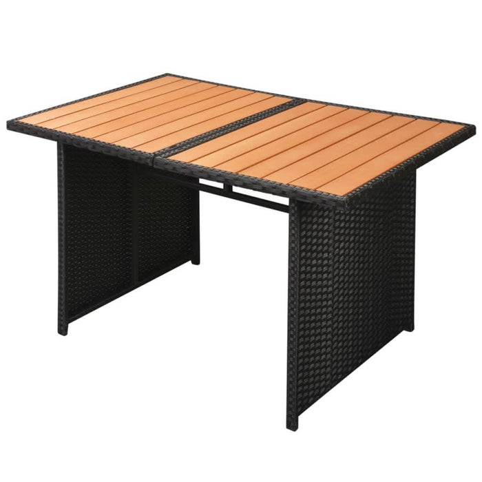 Set mobilier de grădină cu perne, 10 piese, negru, poliratan WALTI