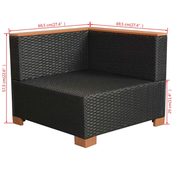Set mobilier de grădină cu perne, 10 piese, negru, poliratan WALTI