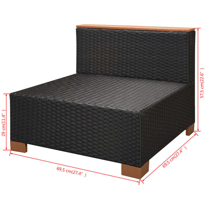 Set mobilier de grădină cu perne, 10 piese, negru, poliratan WALTI