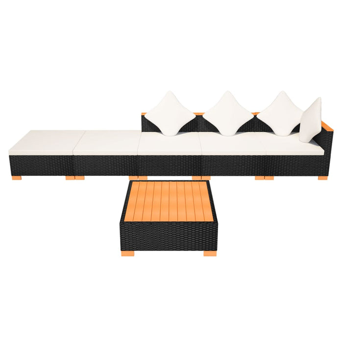 Set mobilier de grădină cu perne, 6 piese, negru, poliratan - WALTI WALTI