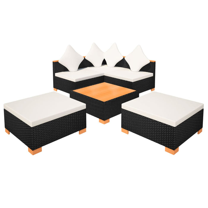 Set mobilier de grădină cu perne, 6 piese, negru, poliratan - WALTI WALTI