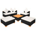 Set mobilier de grădină cu perne, 6 piese, negru, poliratan - WALTI WALTI