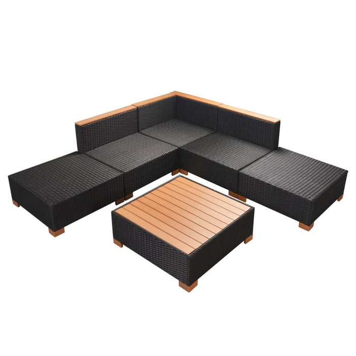 Set mobilier de grădină cu perne, 6 piese, negru, poliratan - WALTI WALTI