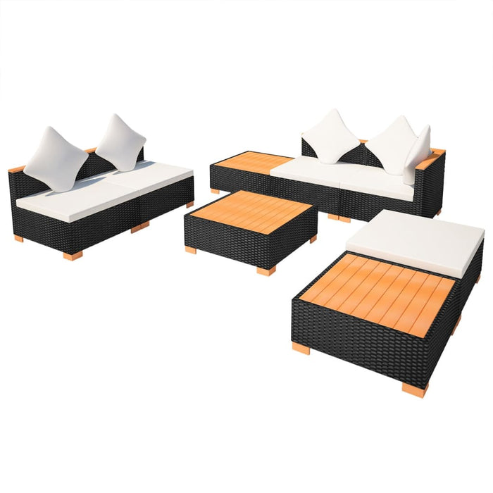 Set mobilier de grădină cu perne, 8 piese, negru, poliratan - WALTI WALTI