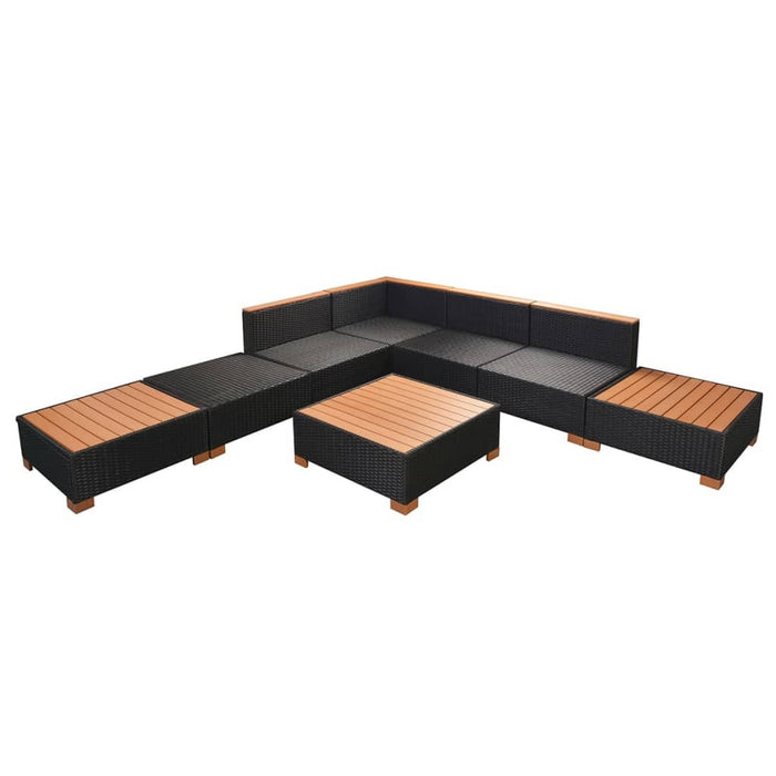 Set mobilier de grădină cu perne, 8 piese, negru, poliratan - WALTI WALTI