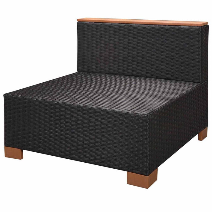 Set mobilier de grădină cu perne, 7 piese, negru, poliratan WALTI