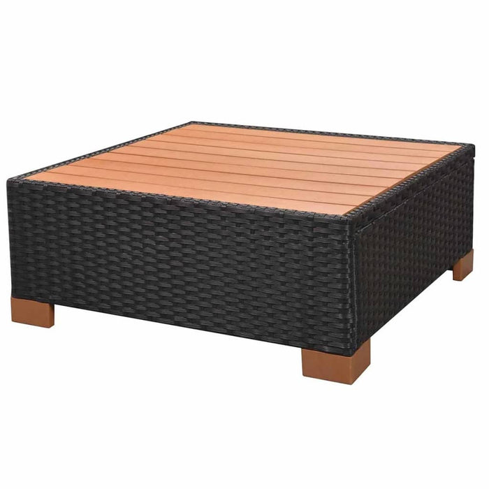 Set mobilier de grădină cu perne, 7 piese, negru, poliratan WALTI