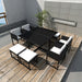Set mobilier de exterior cu perne, 9 piese, negru, poliratan - WALTI WALTI