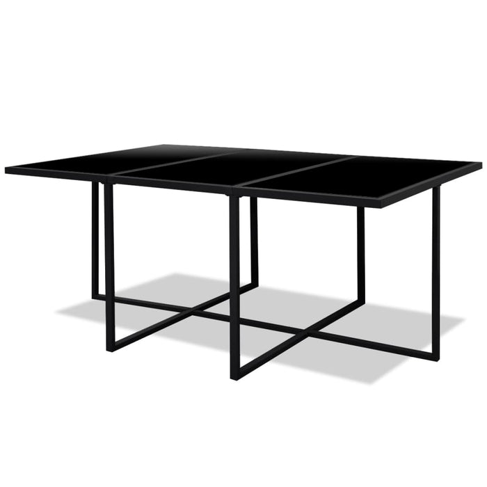 Set mobilier de exterior cu perne, 11 piese, negru, poliratan WALTI
