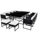 Set mobilier de exterior cu perne, 13 piese, negru, poliratan - WALTI WALTI