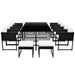 Set mobilier de exterior cu perne, 13 piese, negru, poliratan - WALTI WALTI