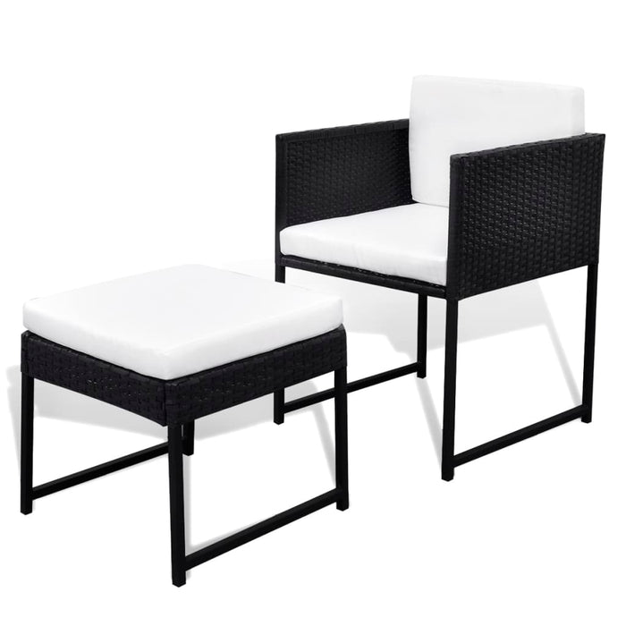 Set mobilier de exterior cu perne, 13 piese, negru, poliratan - WALTI WALTI