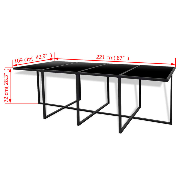 Set mobilier de exterior cu perne, 13 piese, negru, poliratan - WALTI WALTI