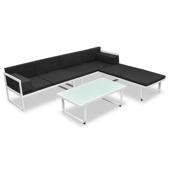 Set mobilier de grădină cu perne, 4 piese, negru, aluminiu - WALTI WALTI