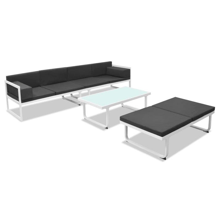 Set mobilier de grădină cu perne, 4 piese, negru, aluminiu - WALTI WALTI