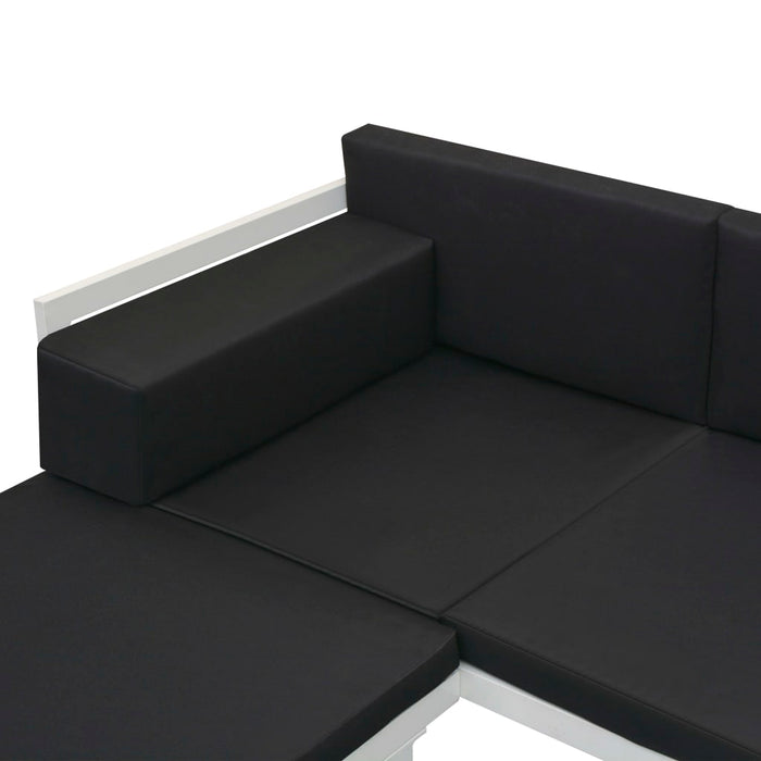 Set mobilier de grădină cu perne, 4 piese, negru, aluminiu - WALTI WALTI