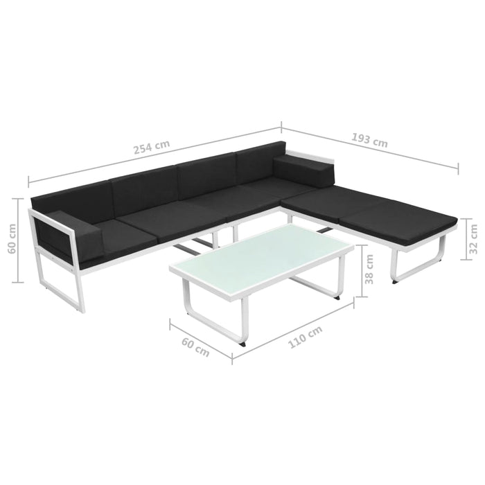 Set mobilier de grădină cu perne, 4 piese, negru, aluminiu - WALTI WALTI