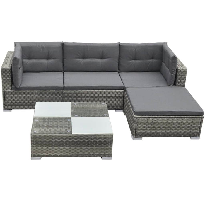 Set mobilier de grădină cu perne, 5 piese, gri, poliratan - WALTI WALTI