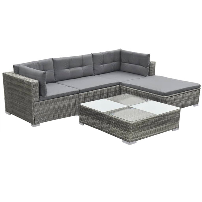 Set mobilier de grădină cu perne, 5 piese, gri, poliratan - WALTI WALTI