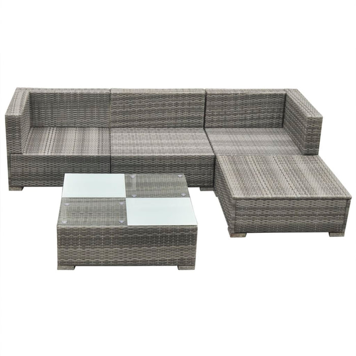 Set mobilier de grădină cu perne, 5 piese, gri, poliratan - WALTI WALTI