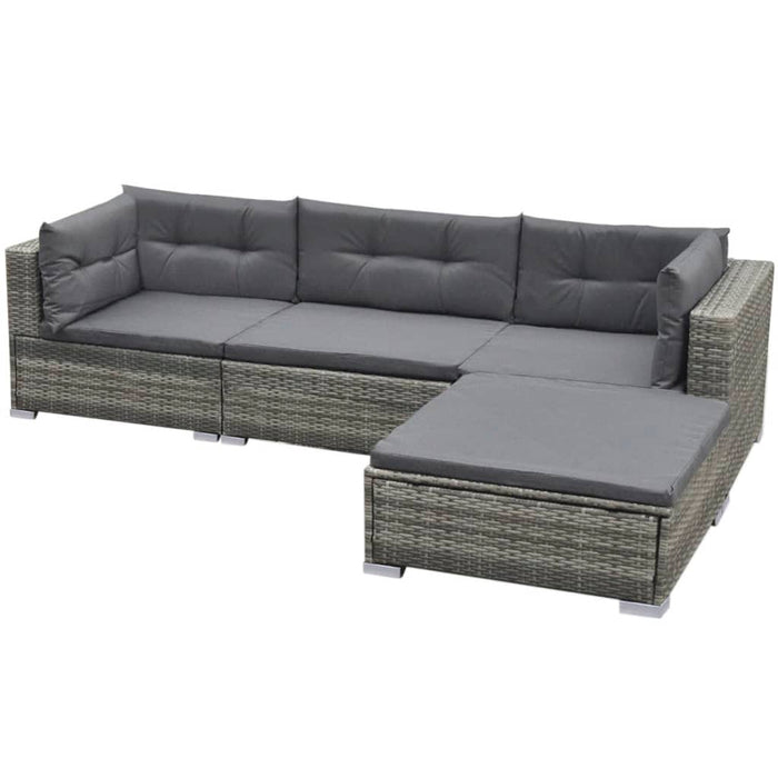 Set mobilier de grădină cu perne, 5 piese, gri, poliratan - WALTI WALTI
