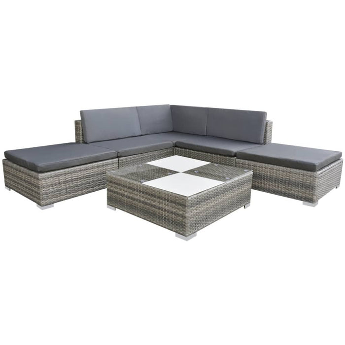 Set mobilier de grădină cu perne, 6 piese, gri, poliratan - WALTI WALTI
