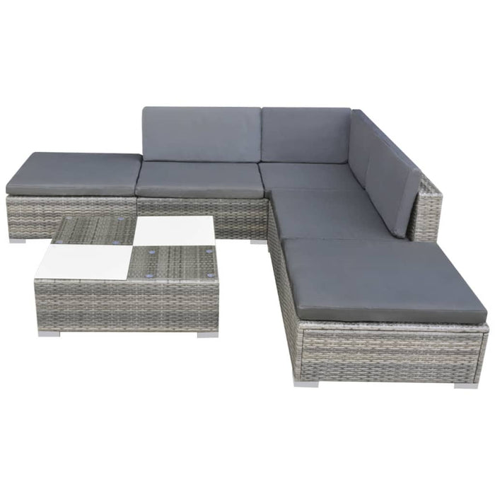 Set mobilier de grădină cu perne, 6 piese, gri, poliratan - WALTI WALTI
