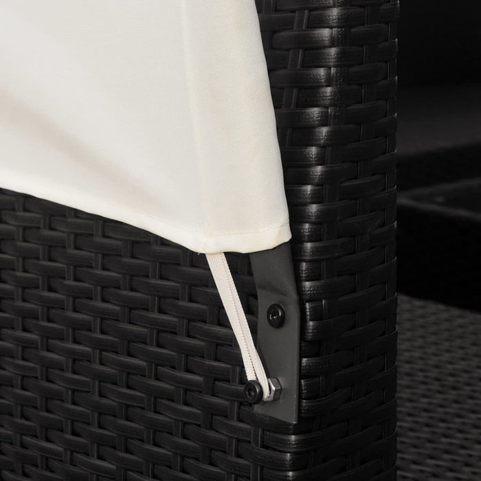 Set mobilier de grădină cu baldachin, 9 piese, negru, poliratan - WALTI WALTI