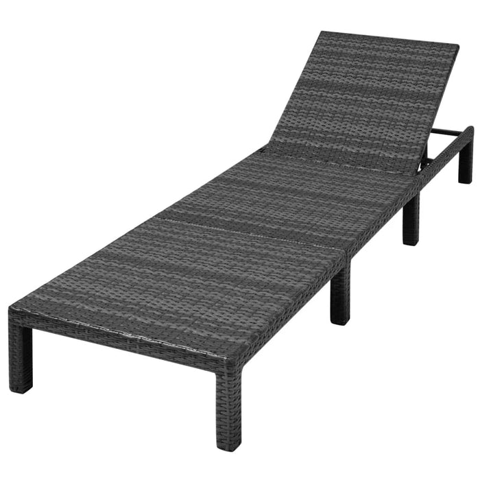 Șezlong de plajă cu pernă, negru, poliratan - WALTI WALTI